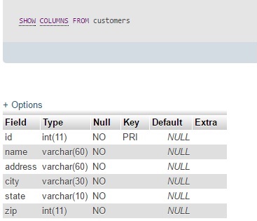 Show columns